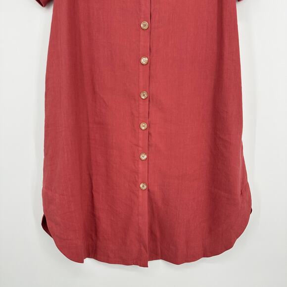 Soft Surroundings Fontana Linen Blend Button Up Midi Dress Preppy Womens PM - Picture 5 of 11